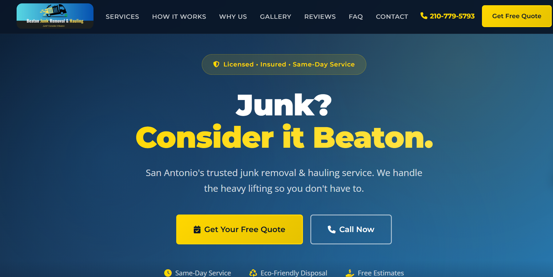Beaton Junk Removal website screenshot