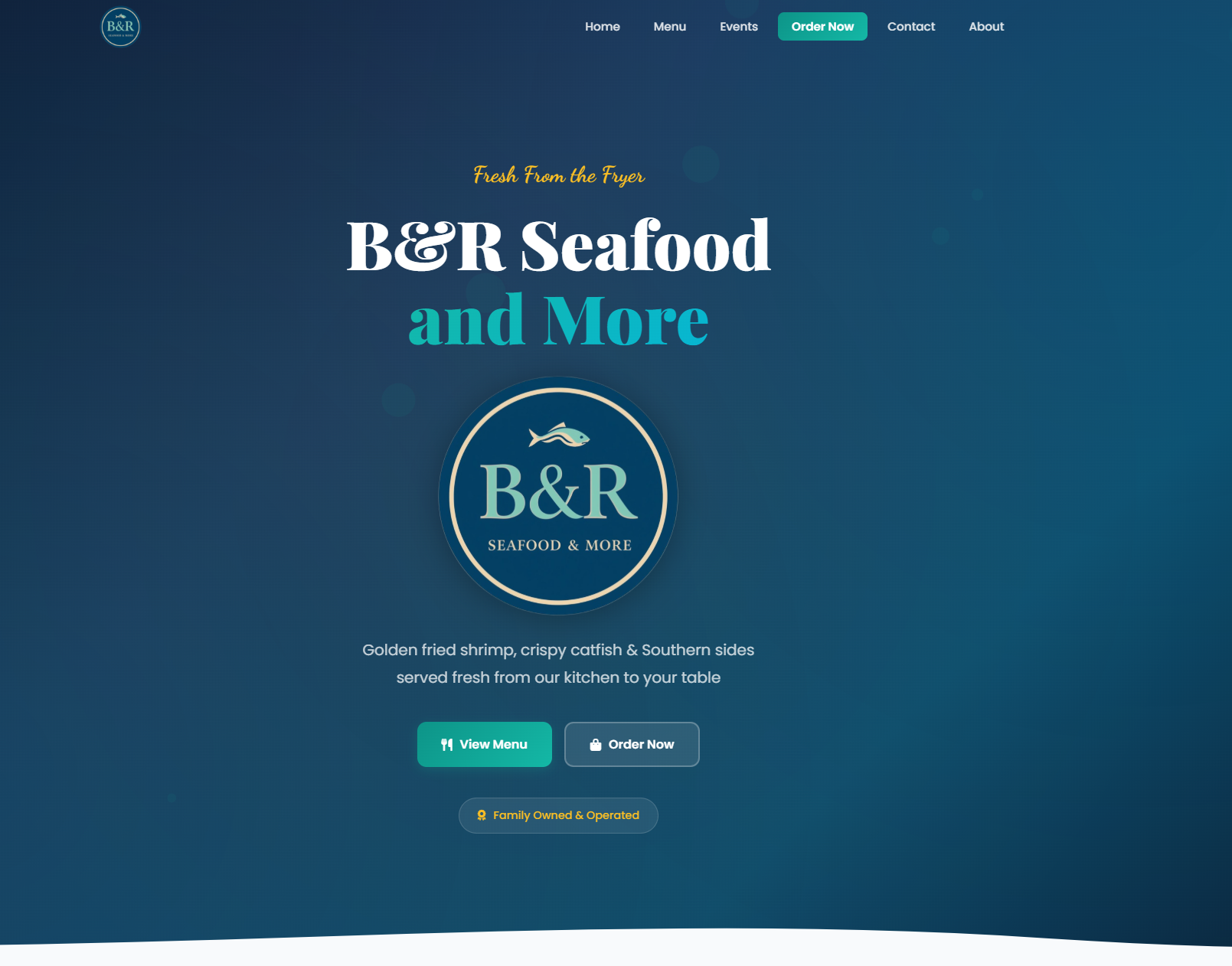 B&R Seafood and More website screenshot
